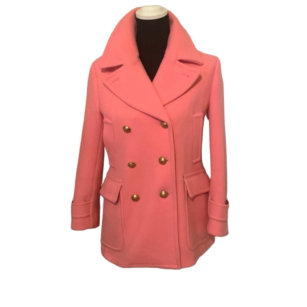 J. Crew stadium cloth pink wool coat